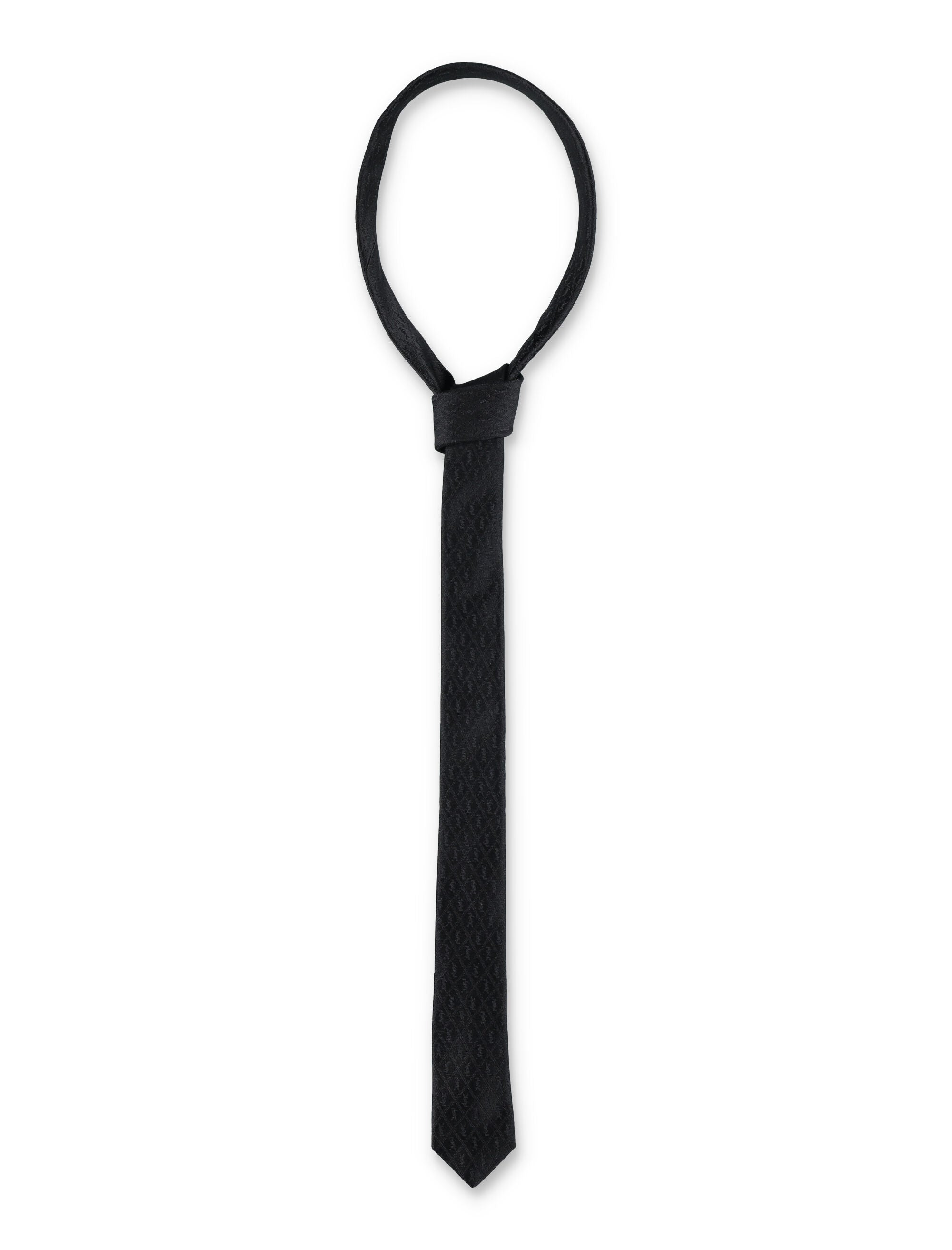 Thin Monogram tie Black Silk