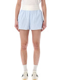 Adidas Originals Striped Poplin High-Rise Shorts Light Blue Stripe Recycled Polyamide
