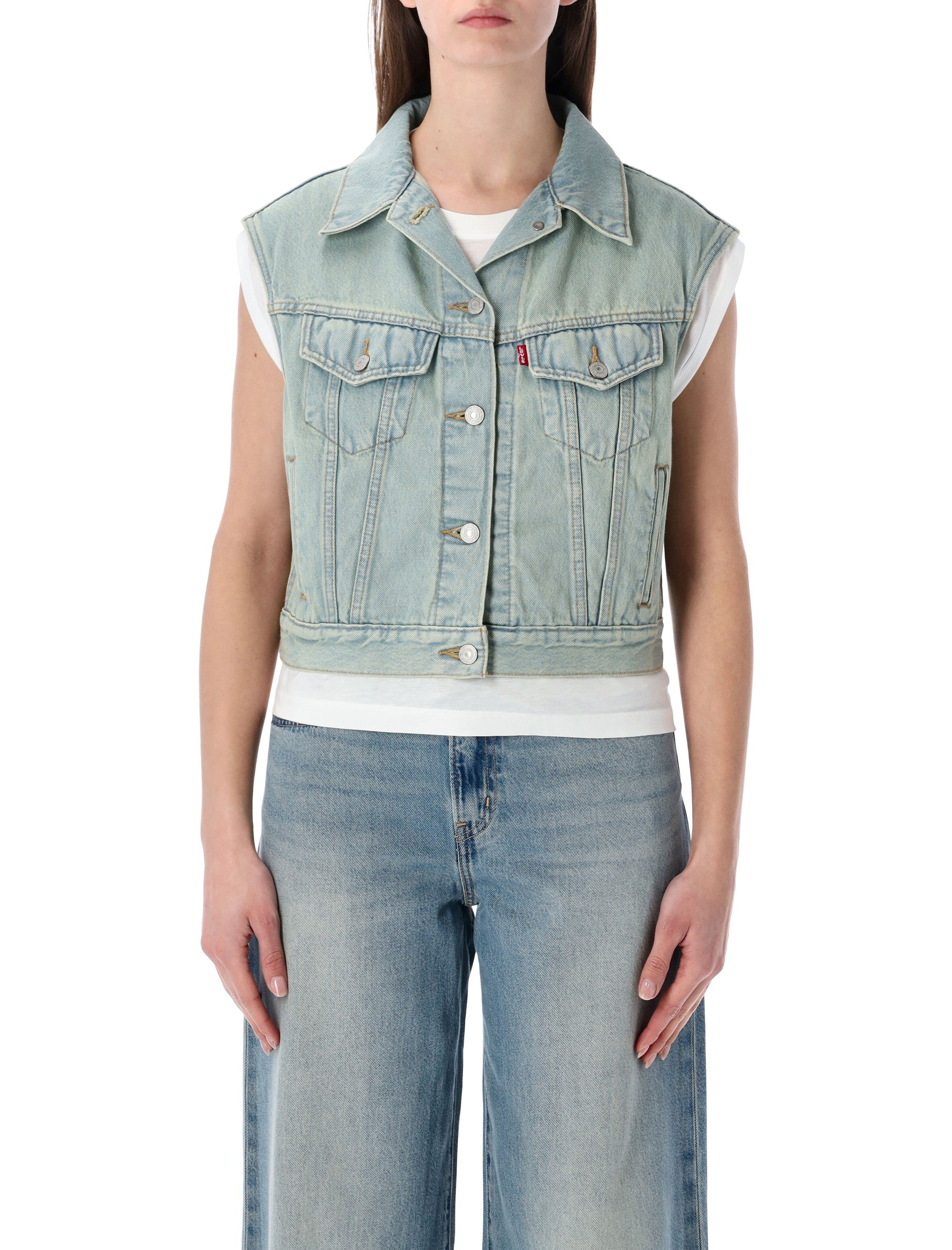 Levis Shrunken 90s denim vest All Grades Light Blue Cotton