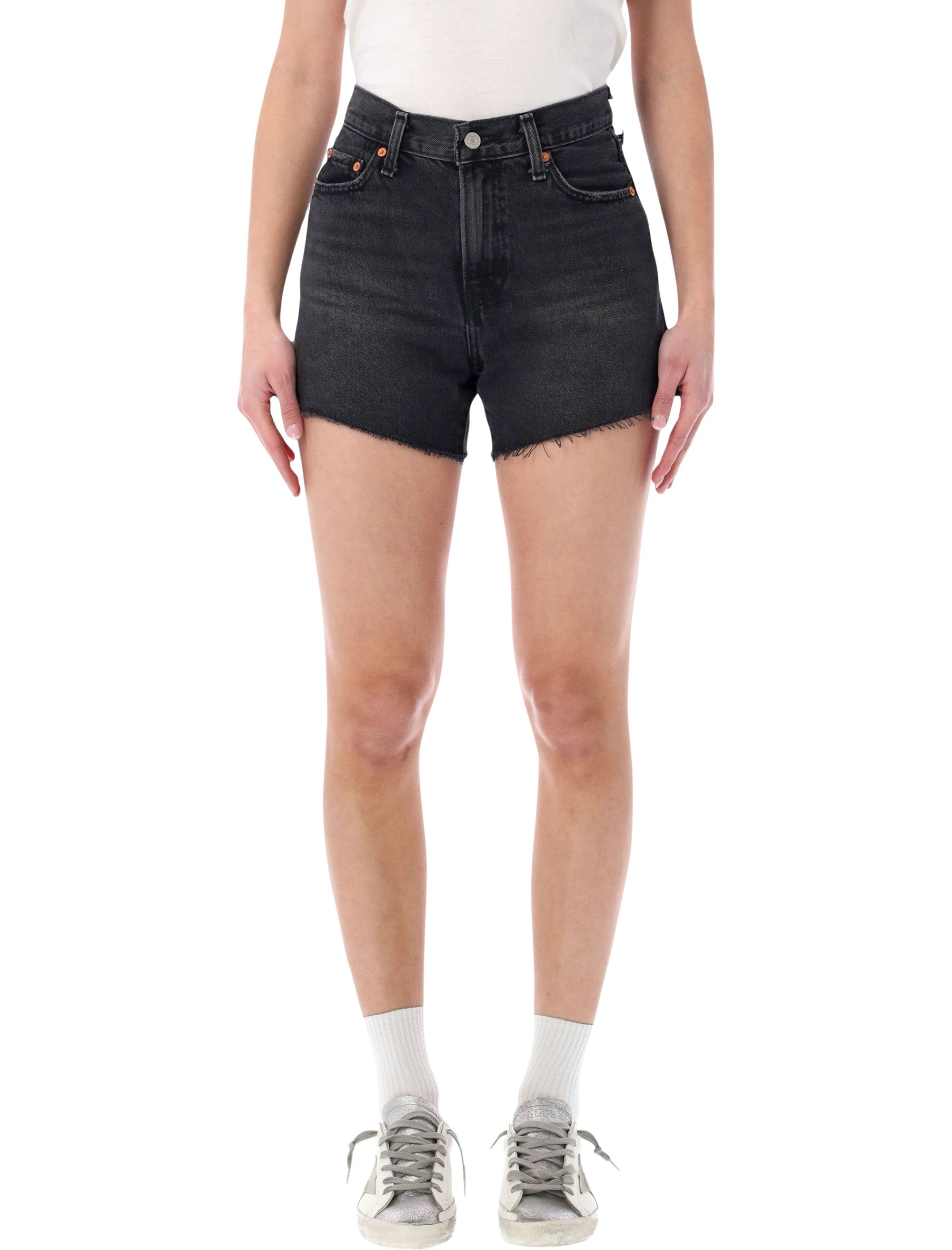 Levis Ribcage denim shorts Shrink Up Black Cotton