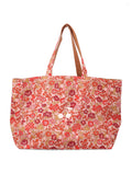 Bonpoint Girls Reversible Cotton Tote Bag With Flower Motif Fleurs Rose