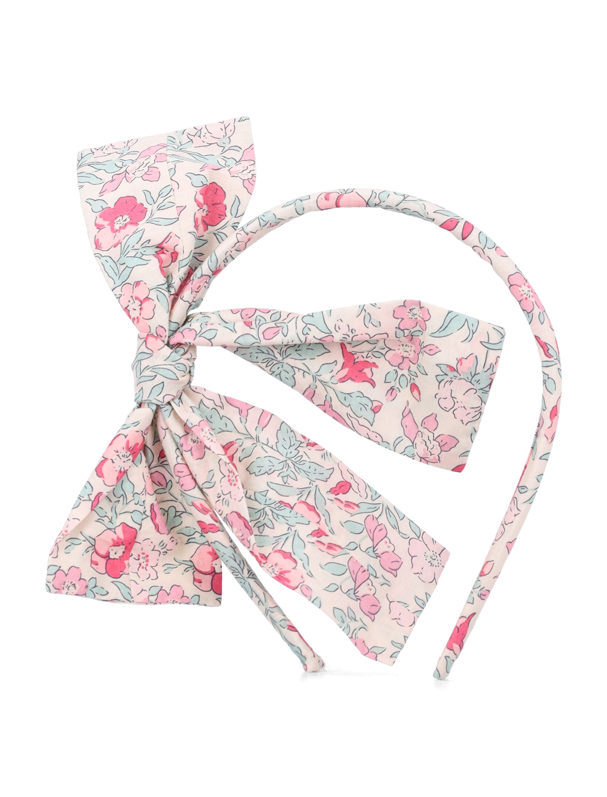 Bonpoint Jin Liberty cotton bow headband Raspberry Flowers