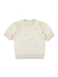 Bonpoint Leola embroidered sequin sweater Upb Ecru Wool