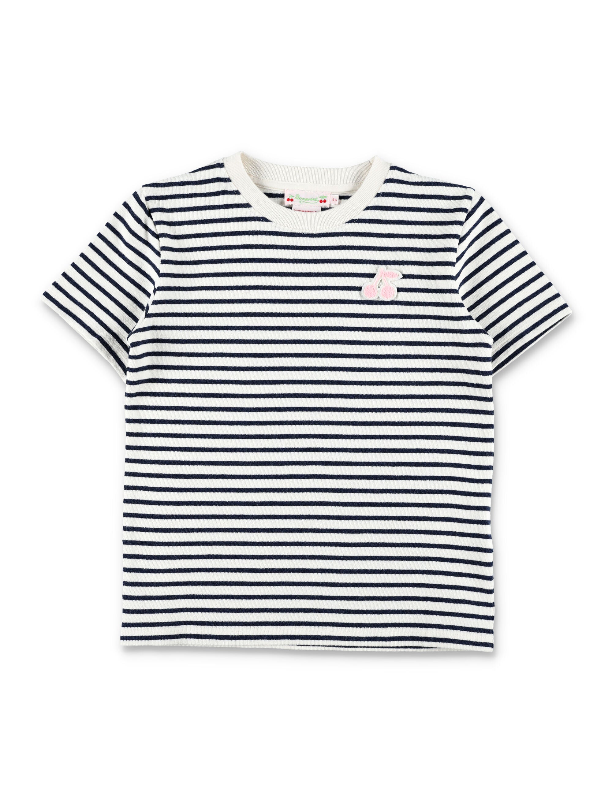 Lilas striped cherry patch T-shirt Indigo Cotton