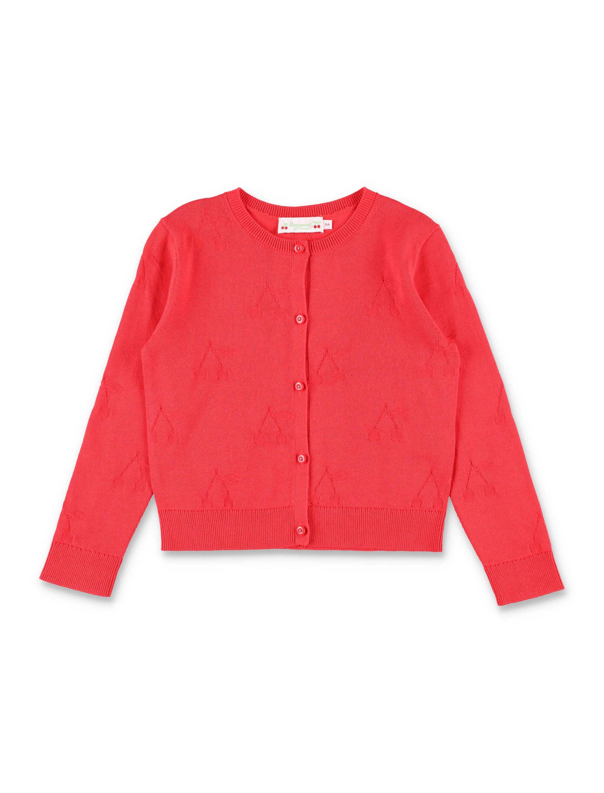 Lysia red organic cotton cherry cardigan Coquelicot