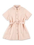 Bonpoint Lauriane Girls Organic Cotton Shirt Dress Powder Pink