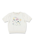 Bonpoint Elvira organic cotton and cashmere jacquard sweater Natural White