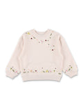 Bonpoint Dolores sweatshirt with floral embroideries for girls Upb Rose Petale Organic Cotton