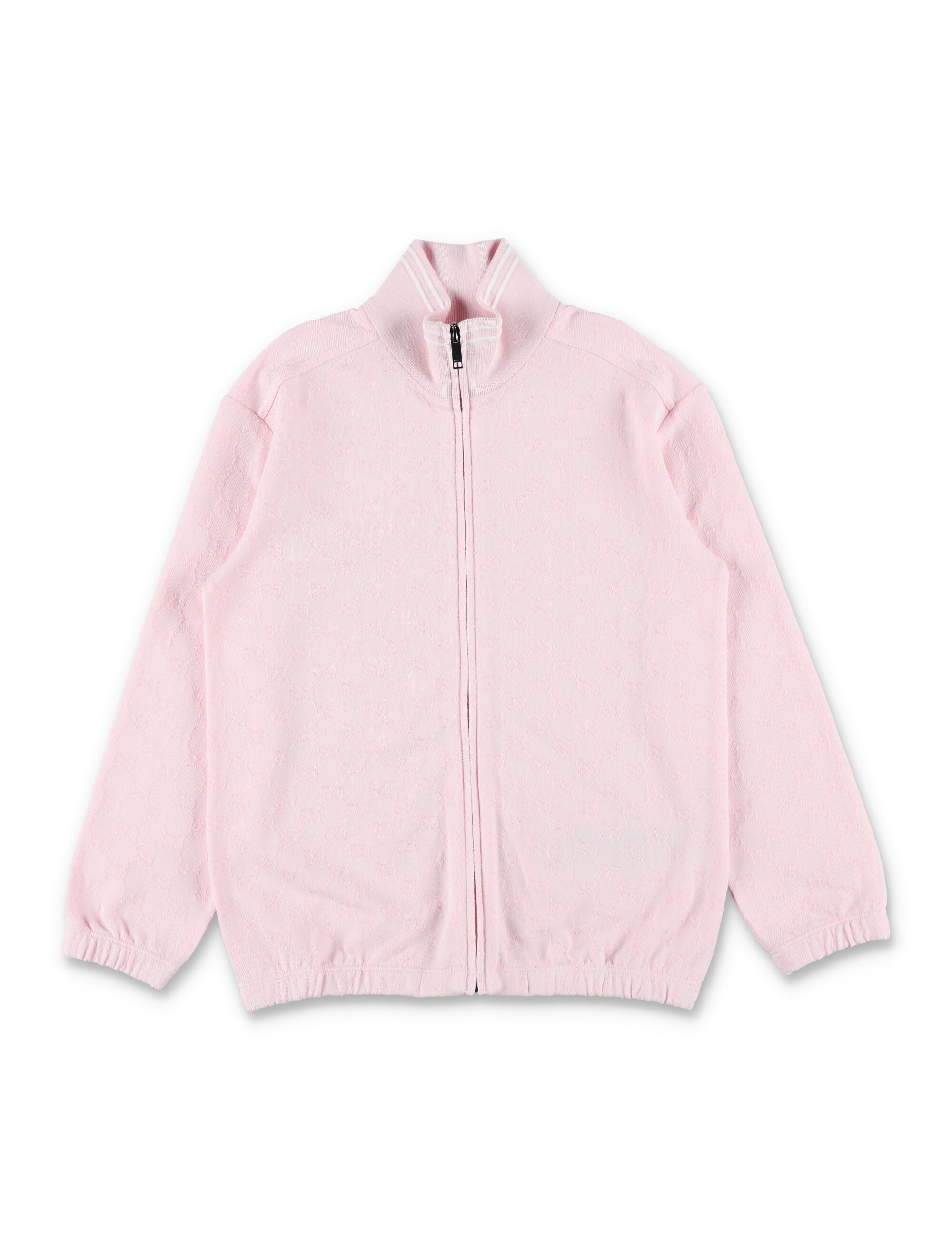 Gucci GG Piqué zip jacket for kids Baby Pink Cotton Sweatshirt