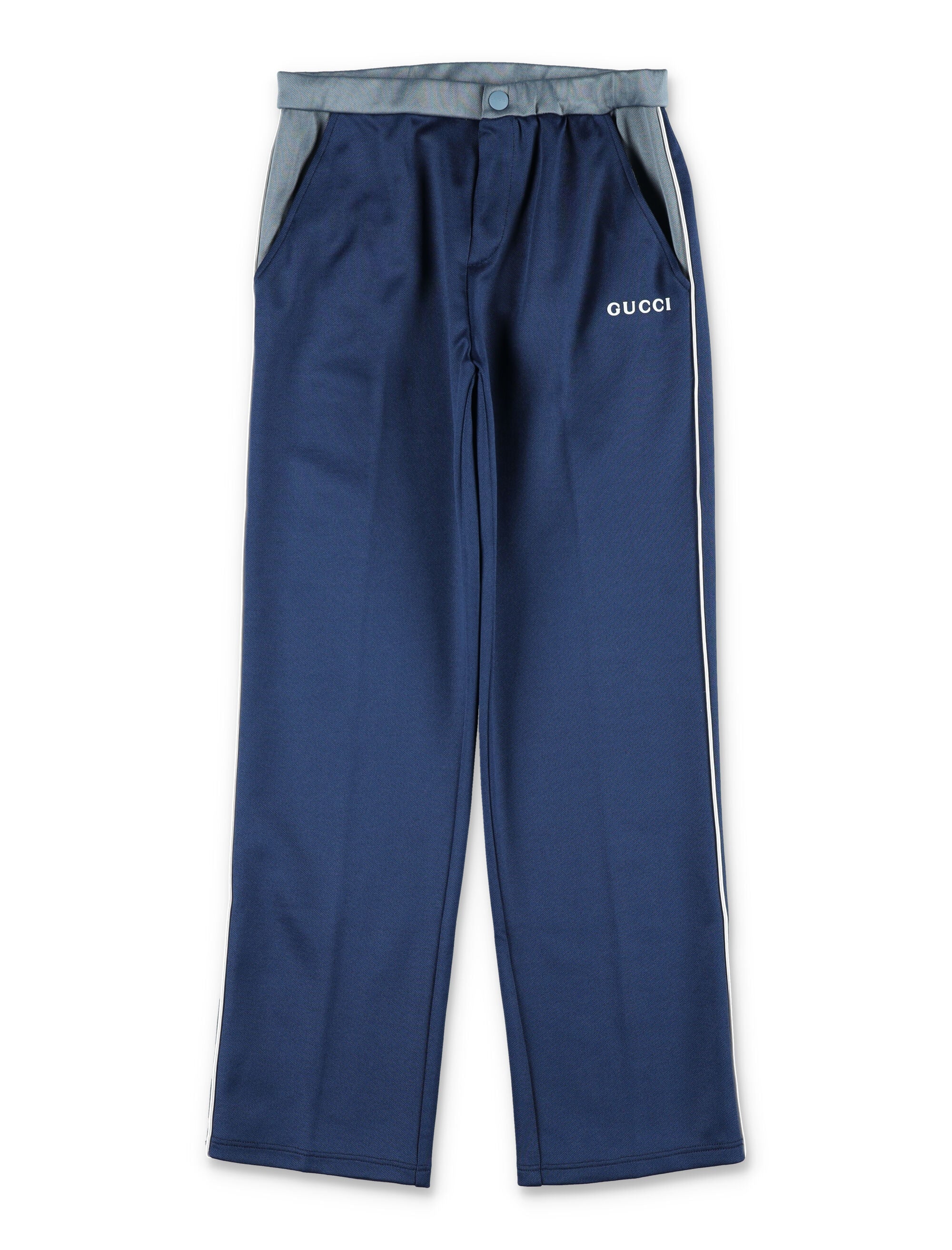 Gucci technical jersey pants for kids Prussian Blue Polyester
