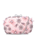 Self-Portrait pink Satin Floral Crystal clutch Polyester