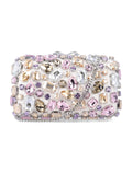 Self-Portrait multi crystal embellished clutch White Coloured Polyester