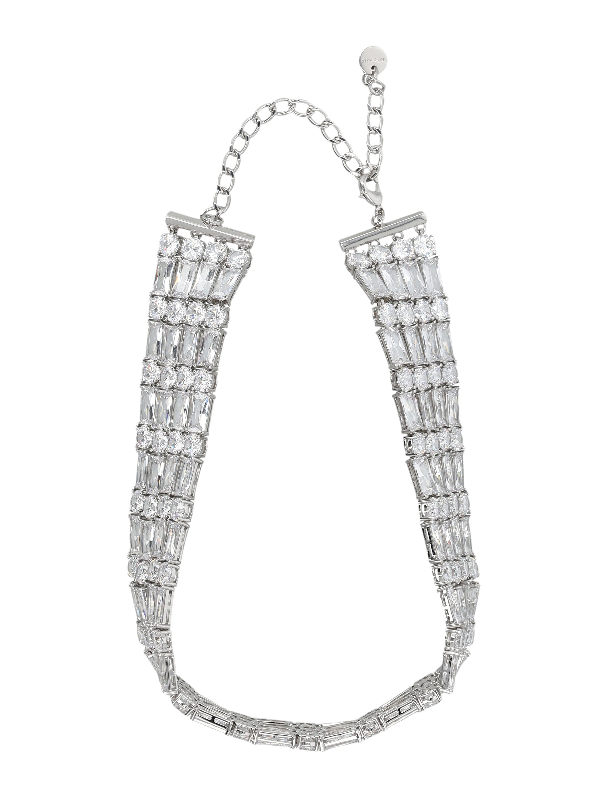 Self-Portrait crystal silver choker Copper Necklace