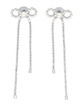elf-Portrait Crystal Droplet Bow earrings Silver Brass