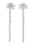 Self-Portrait Crystal Bow Droplet earrings Silver Brass