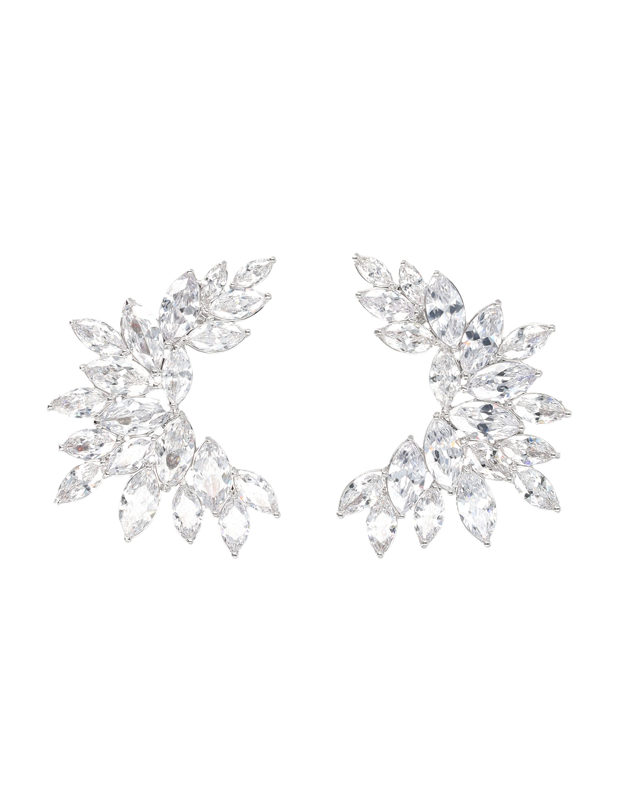 Self-Portrait Crystal Cuff earrings Silver Hypoallergenic Plated Brass