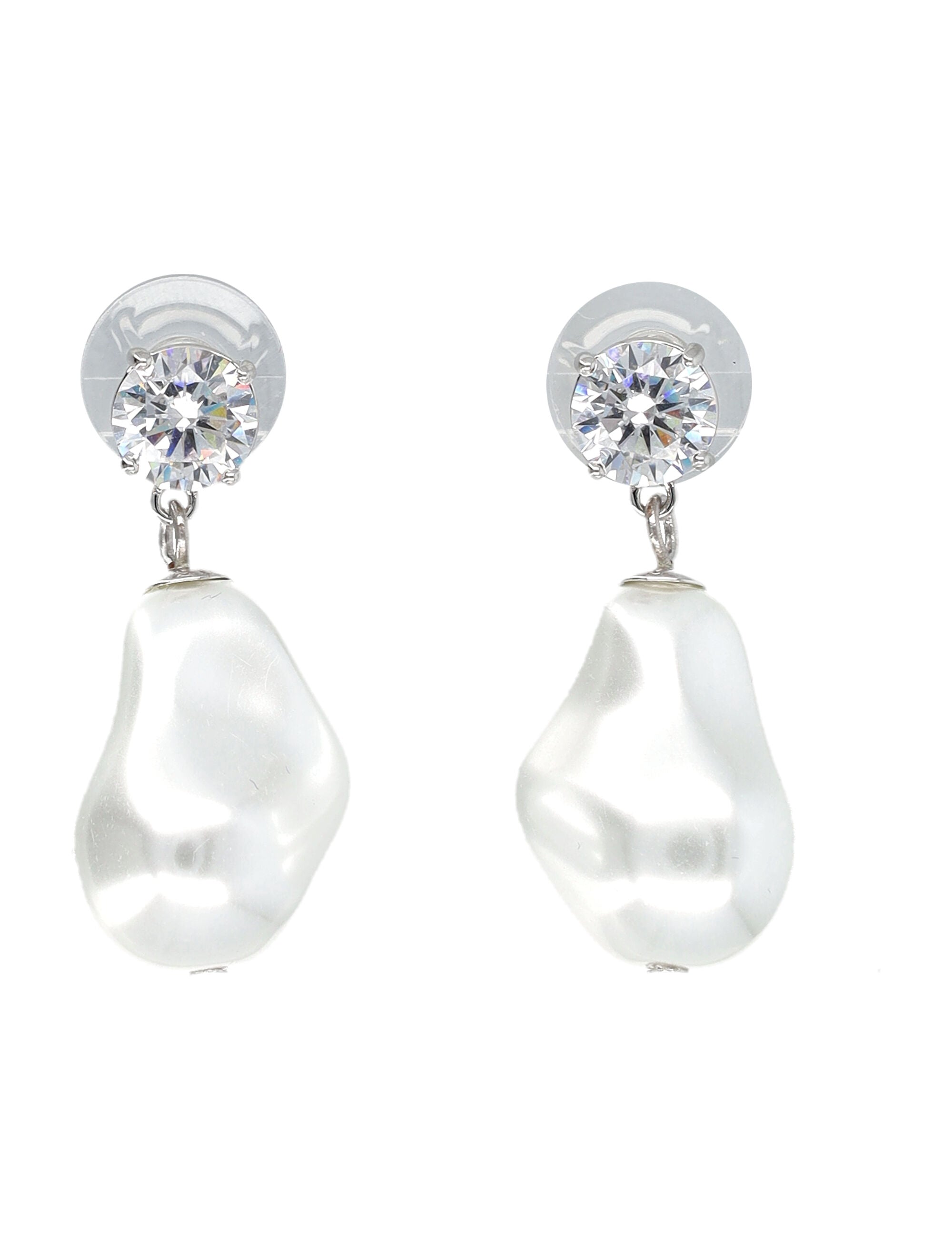 Self-Portrait Mottled Pearl earrings Silver Brass