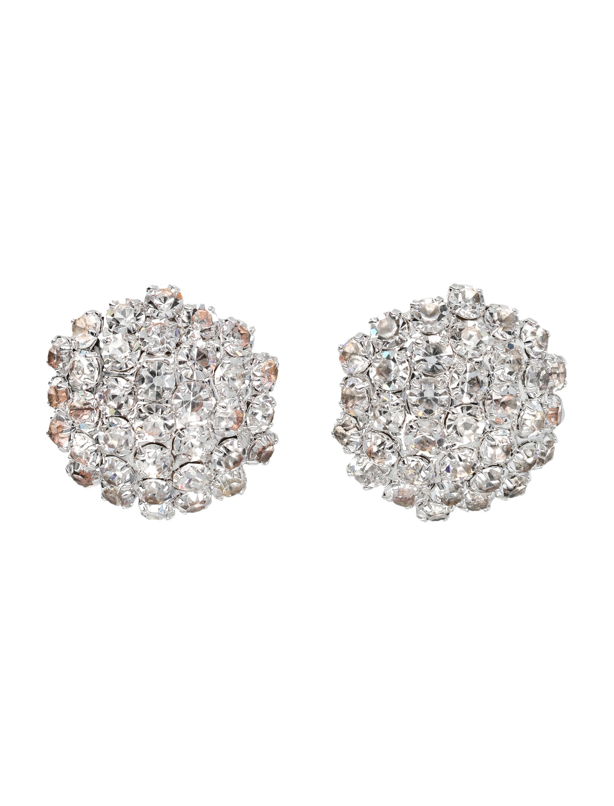 Self-Portrait Crystal Flower earrings Silver Hypoallergenic Plated Brass