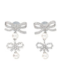 Self-Portrait Double Bow Pearl earrings Silver Brass