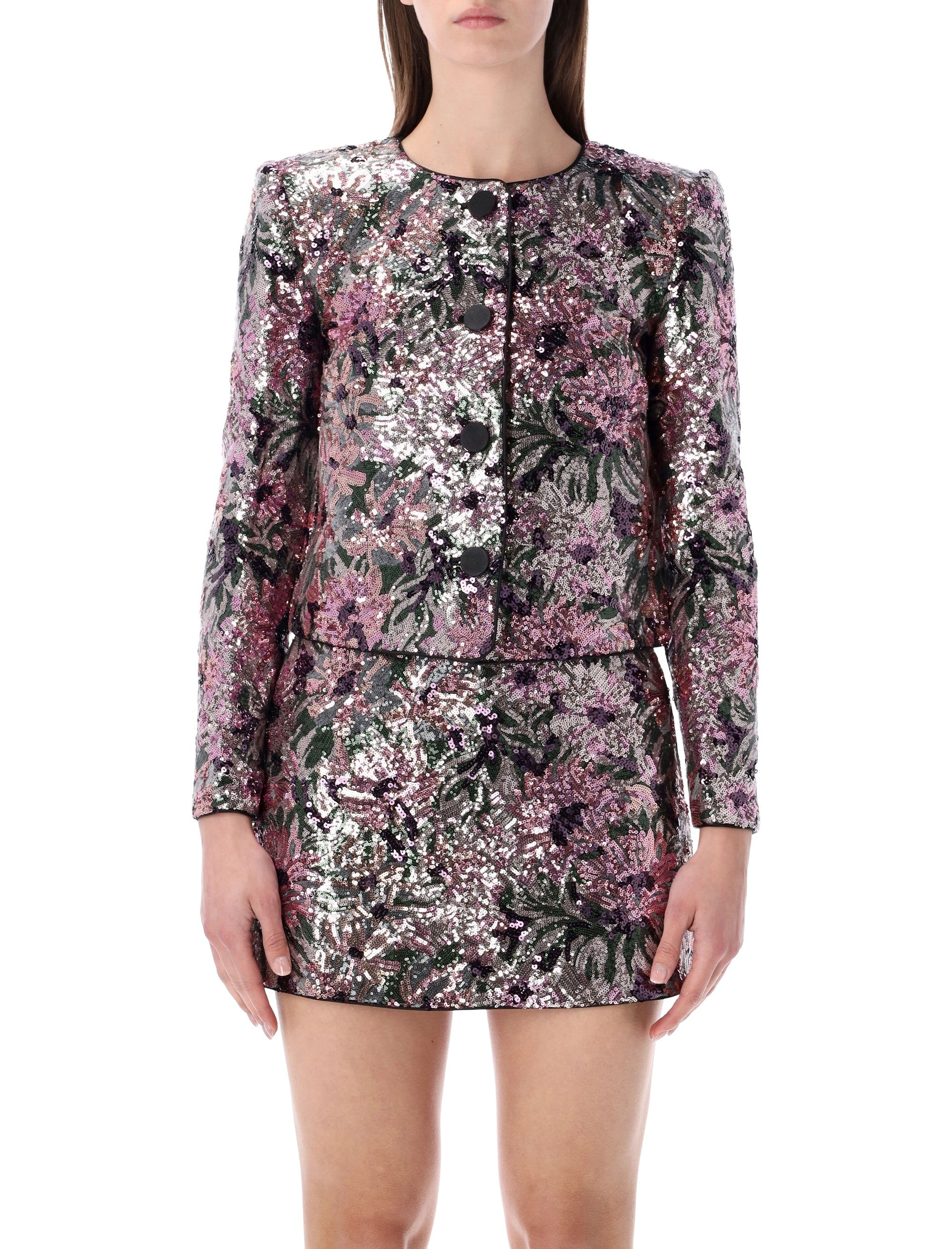 Self-Portrait floral sequin jacket Multi Polyamide Lining