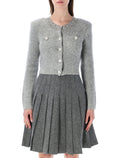 Self-Portrait Crystal trim cardigan Grey Polyester