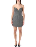 Self-Portrait grey bandeau mini dress Herringbone Wool