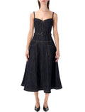 Self-Portrait denim midi dress Indigo Blue Cotton