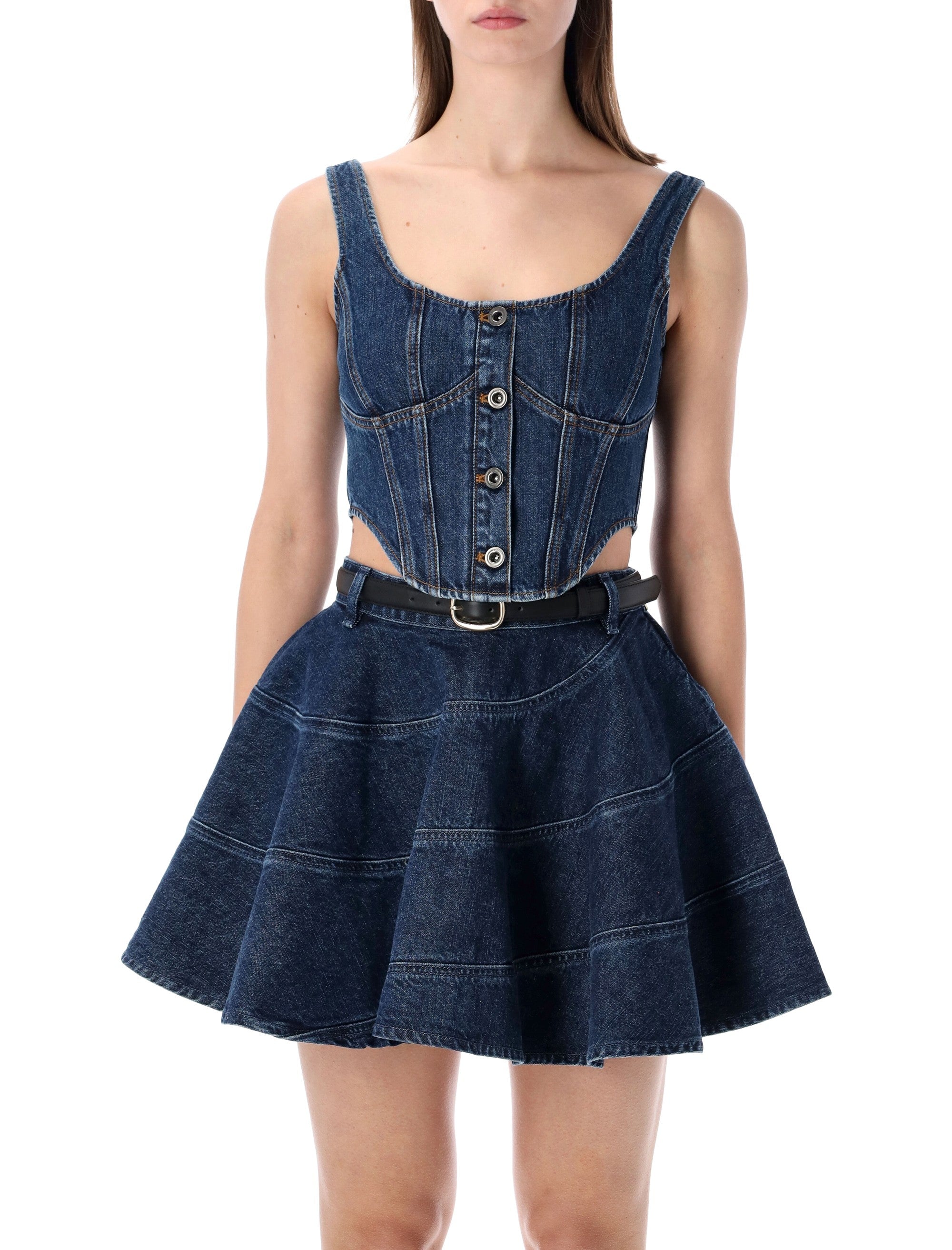 Self-Portrait denim corset top Blue Cotton