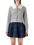 Self-Portrait broderie anglaise collar cardigan Grey Pes