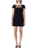 Self-Portrait bow collar mini dress Black Polyester
