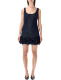 Self-Portrait denim flower mini dress Indigo Blue Cotton