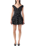 Self-Portrait black polka dot mini dress White Cotton Lining
