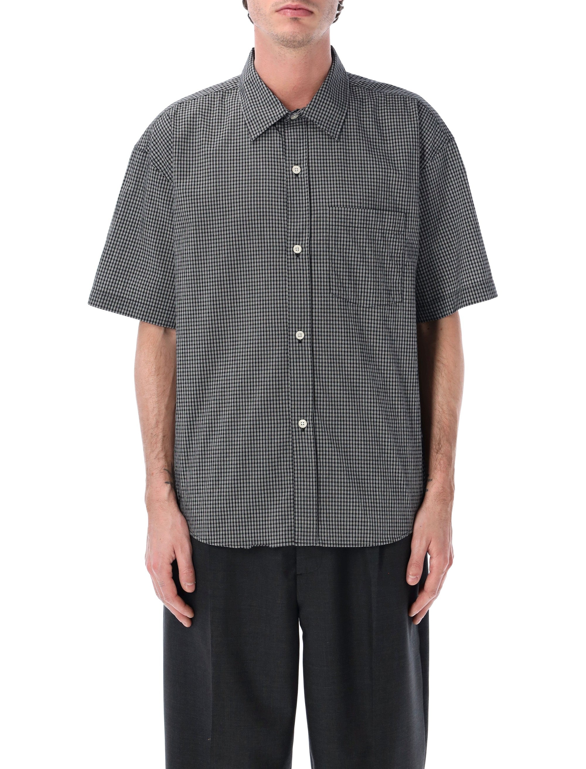 Mfpen New Input relaxed check shirt Black Cotton