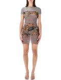 Jean Paul Gaultier marinière mesh mini dress Light Blue Multi Polyamide Lining