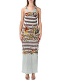 Jean Paul Gaultier Marinière Grape tank long dress Light Blue Multi Cotton