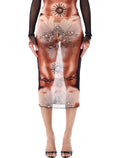 Jean Paul Gaultier Re-Edition Safe Sex Tattoo mesh skirt Nude Tatoo Polyamide