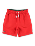 Lacoste Boys Monogram Swim Shorts Red Polyester Swimwear