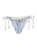 Zimmermann Chambray crochet tie bikini brief Blue Floral Polyamide Swimwear