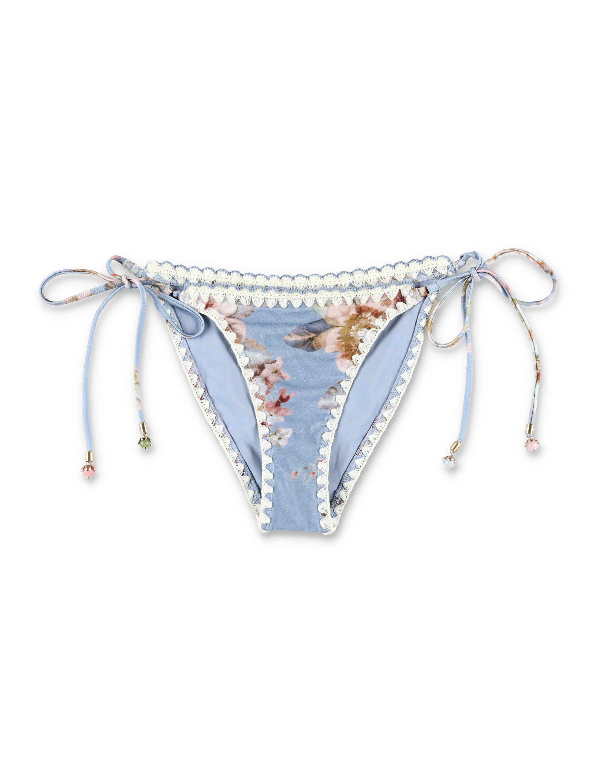 Zimmermann Chambray crochet tie bikini brief Blue Floral Polyamide Swimwear