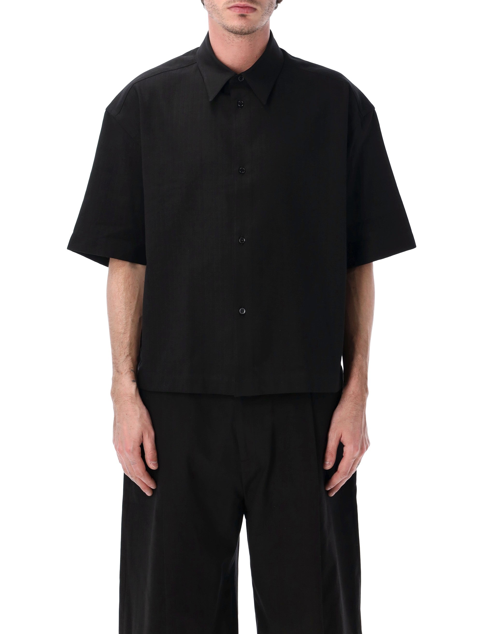 Studio Nicholson Sanko Cotton-Linen Shirt Black