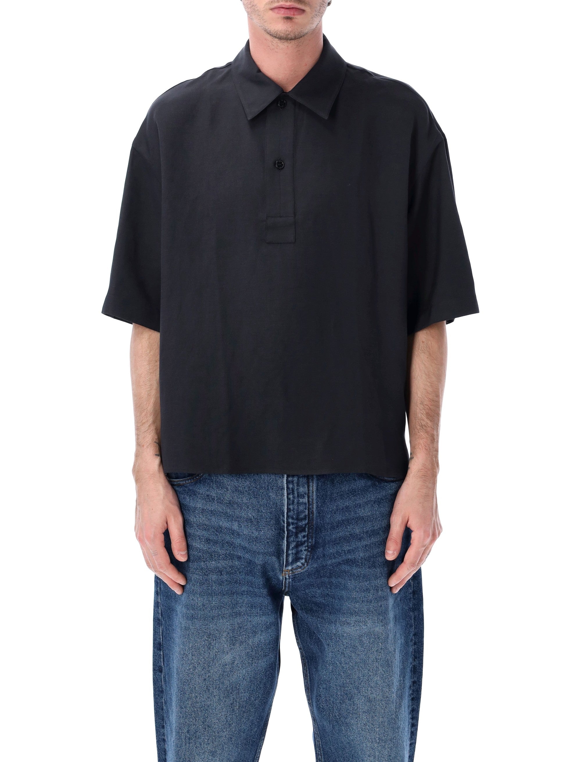 Studio Nicholson Lemmer Linen-Viscose Shirt Darkest Navy