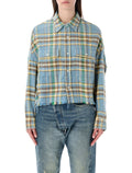 R13 Cropped Work shirt Light Blue Cotton