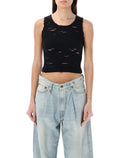 R13 black distressed rib tank Cotton