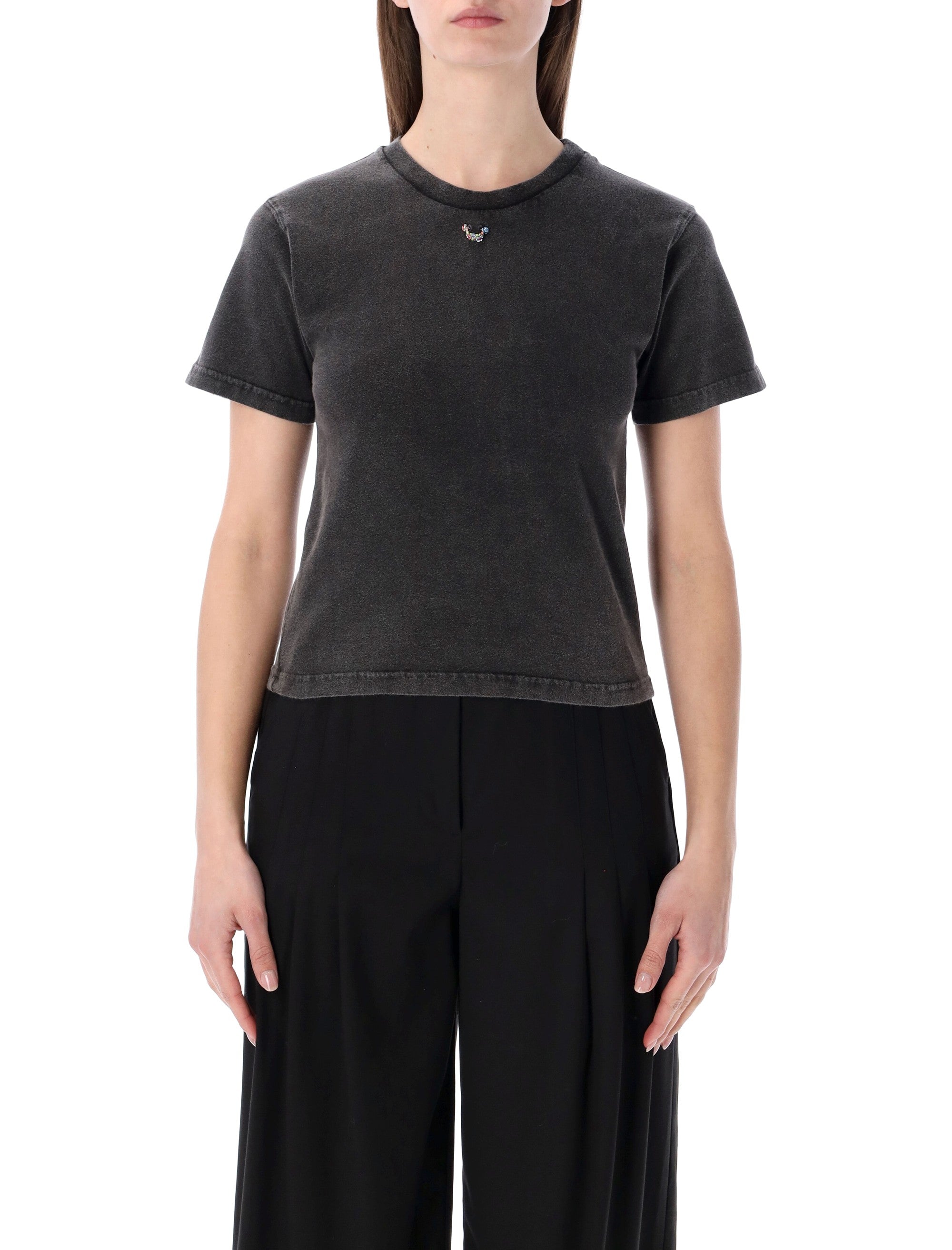 Ottolinger Pierced fitted t-shirt Washed Black Organic Cotton Tshirt