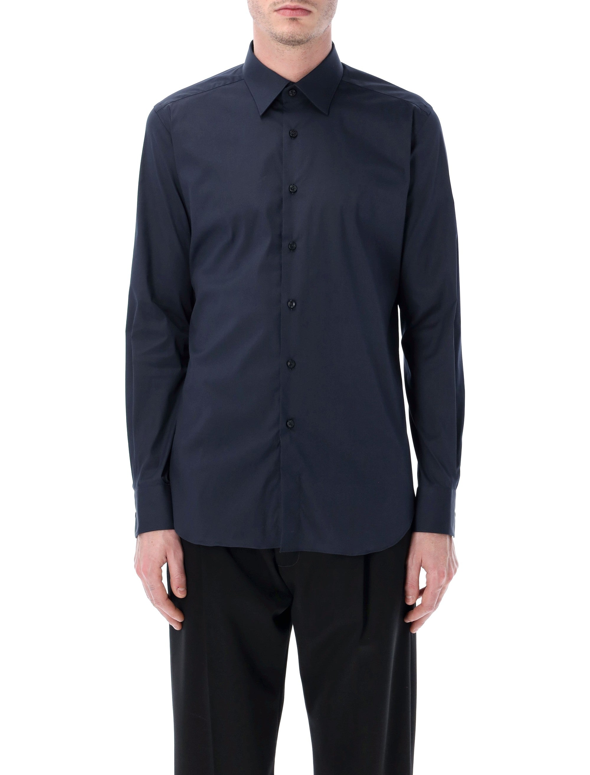 Xacus stretch cotton classic shirt Navy