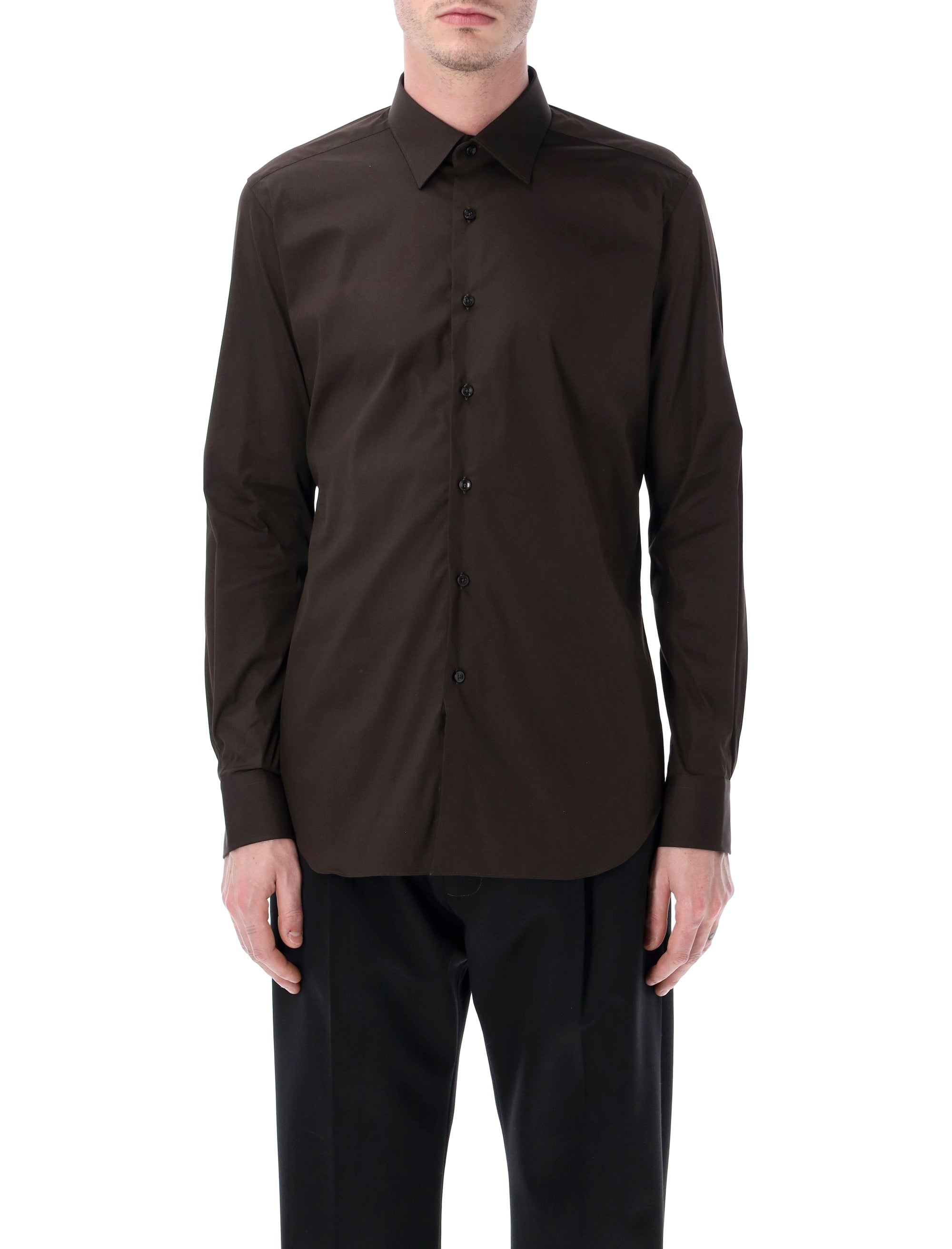 Xacus stretch cotton classic shirt Brown