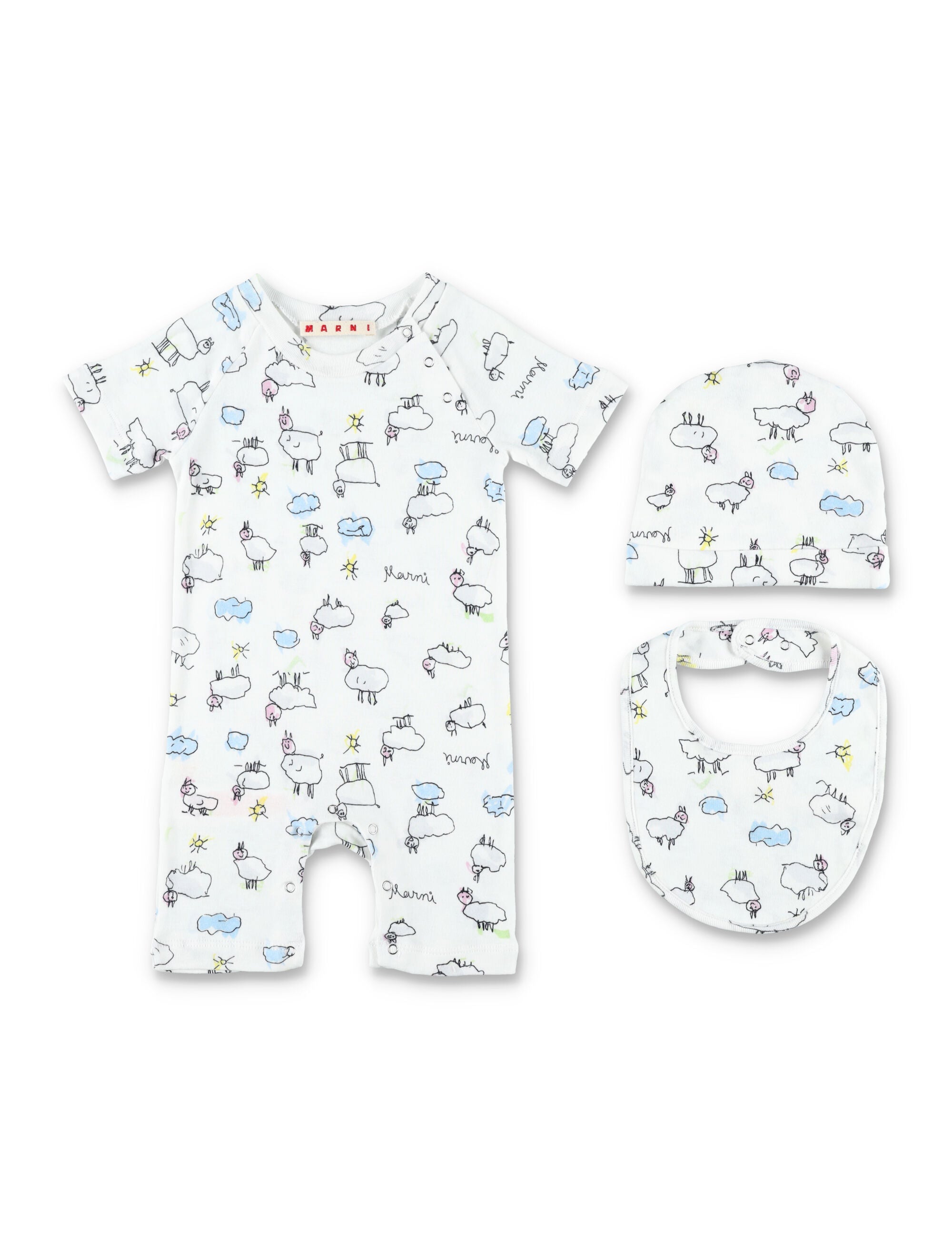 Marni printed newborn gift set White Cotton
