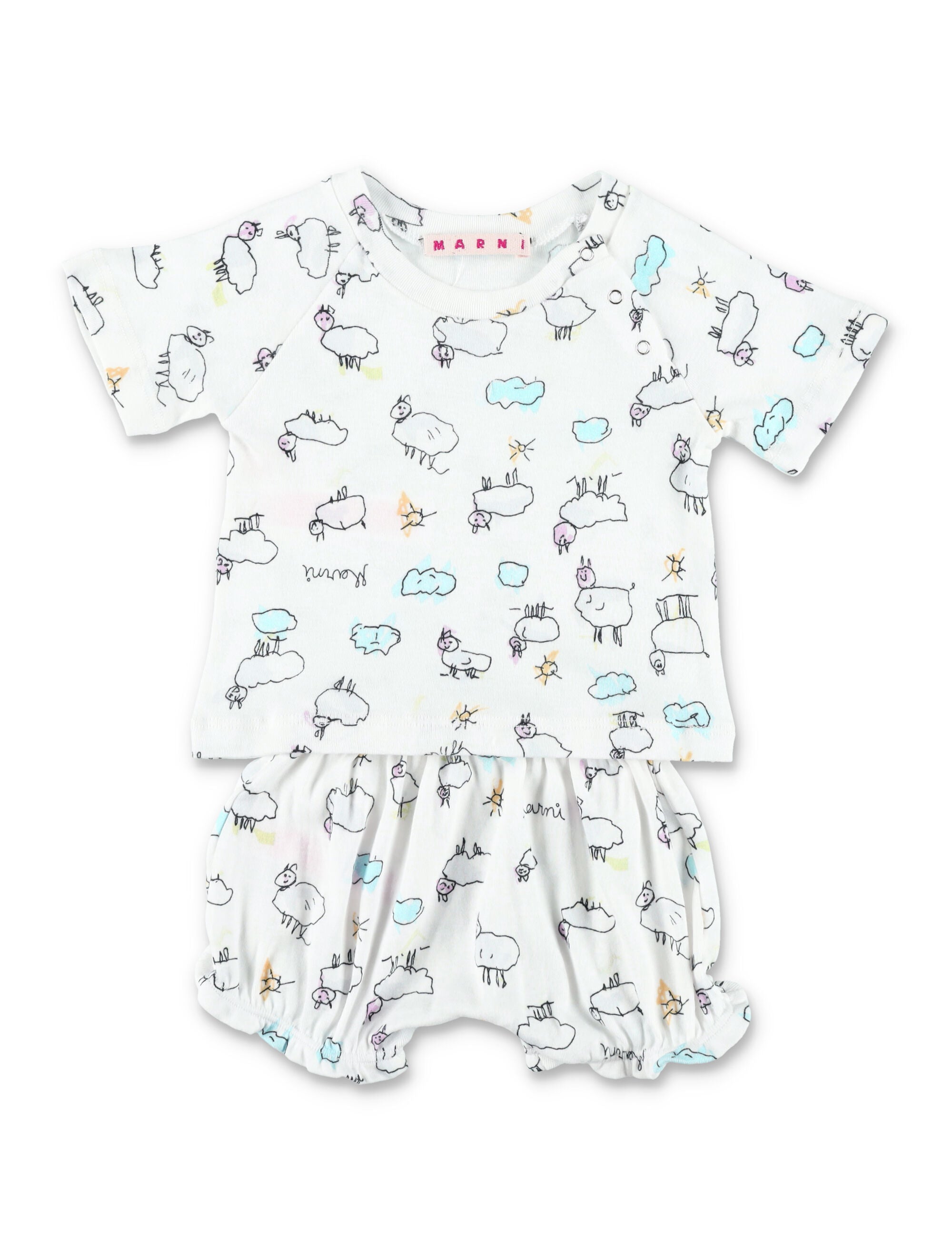 Marni printed cotton newborn set White