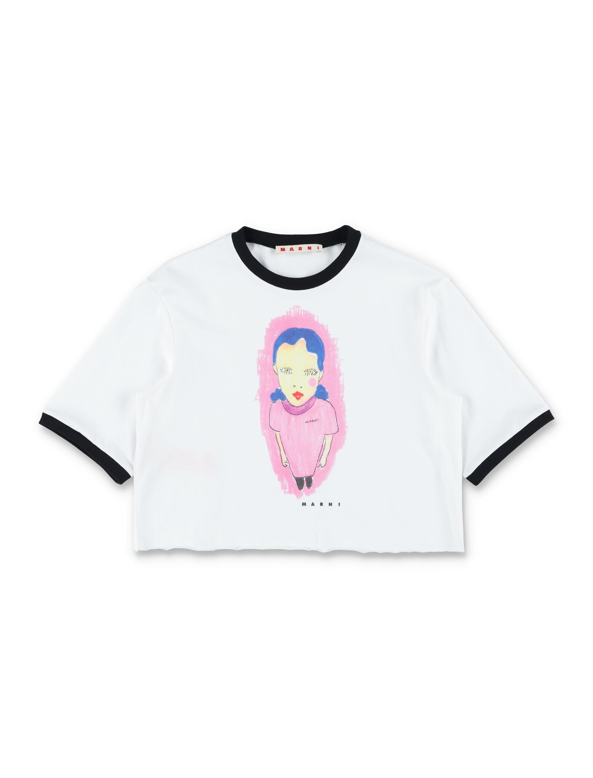 Marni girls printed crop t-shirt White Cotton