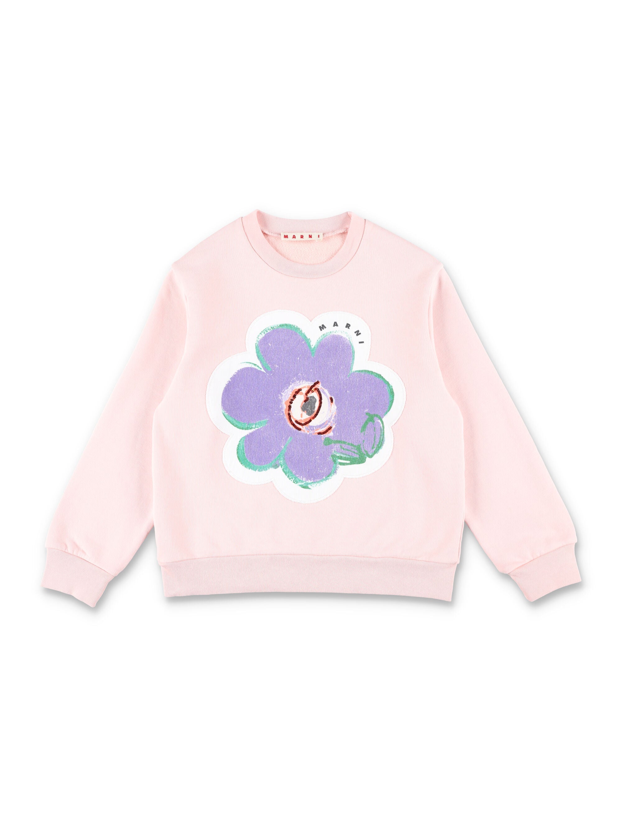 Marni girls cotton floral sweatshirt Pink